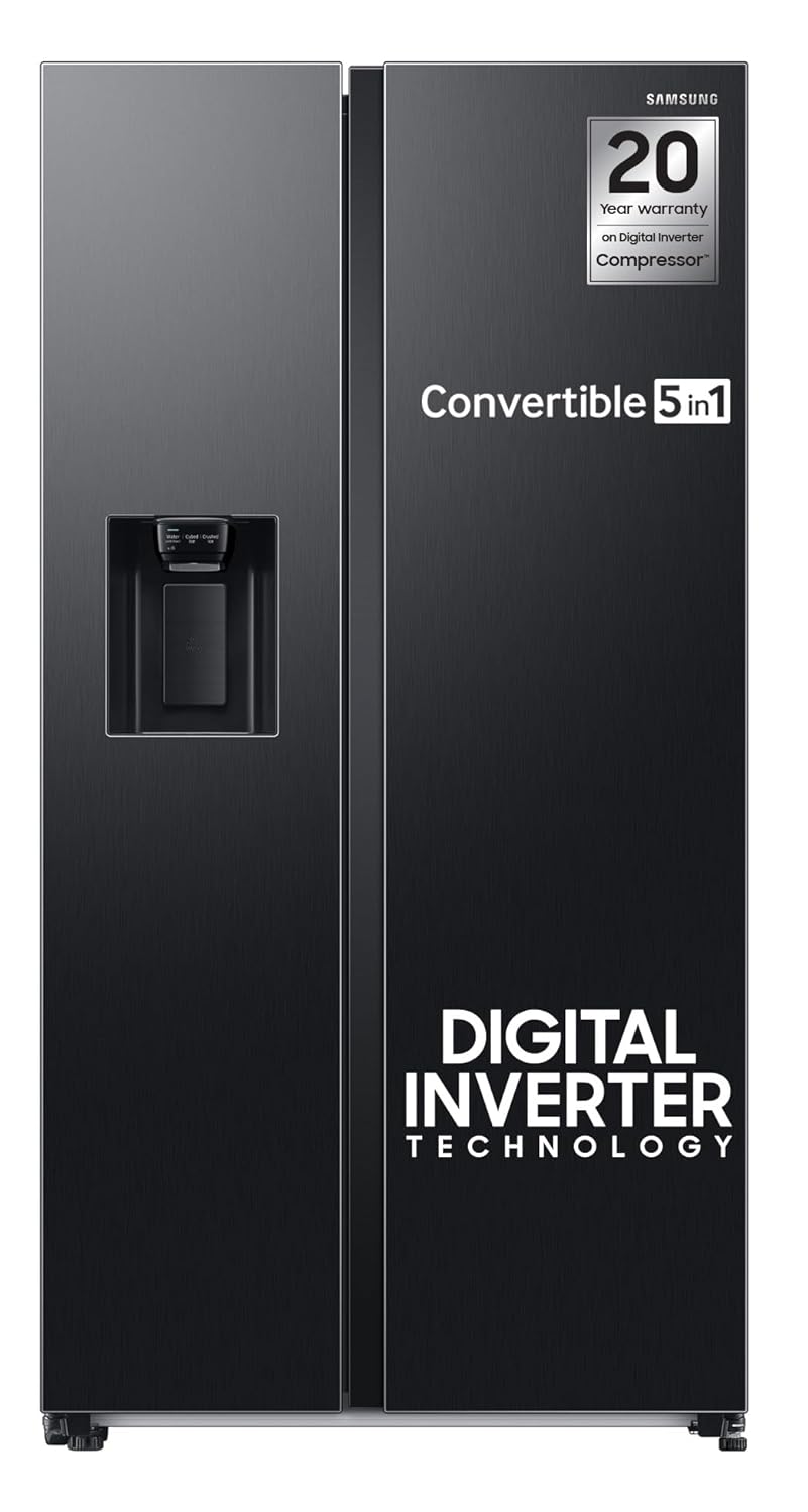 Samsung 633 L Convertible 5-in-1 Digital Inverter Side-by-Side Refrigerator with AI, WiFi, Water & Ice Dispenser RS78CG8543B1HL